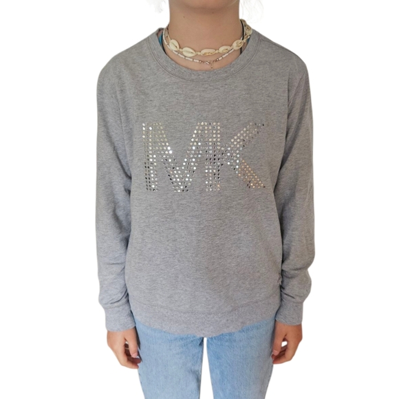 Michael Kors Tops - Michael Kors Small‎ Gray Sweatshirt with Silver Studded Logo